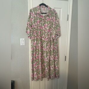 Victoria Dunn Sullivan Swing “Pink Rose” 100% Cotton Floral Dress